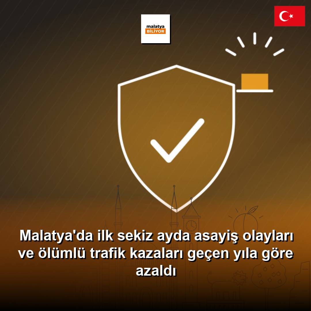 Malatya'da ilk sekiz ayda asayiş olayları ve ölümlü trafik kazaları geçen yıla göre azaldı